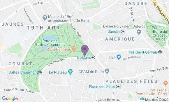 Localisation BNP Paribas Agence de Paris Botzaris