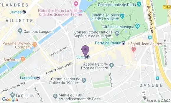 Localisation BNP Paribas Agence de Paris Ourcq