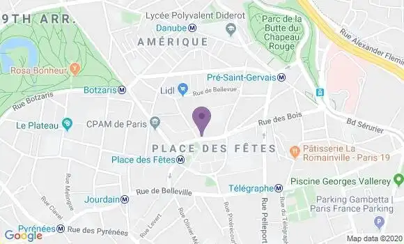 Localisation BNP Paribas Agence de Paris Place des Fêtes
