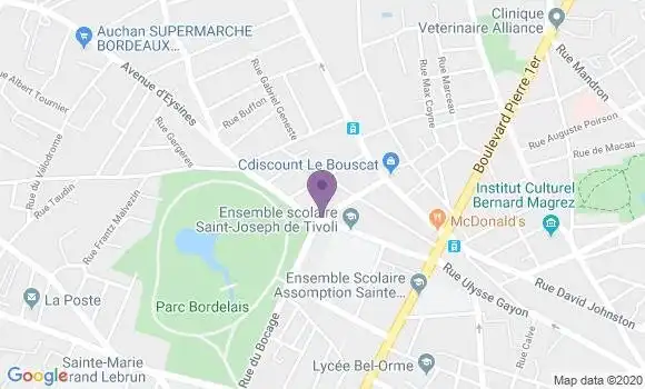 Localisation LCL Agence de Bordeaux Cauderan
