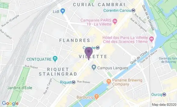 Localisation BNP Paribas Agence de Paris Villette