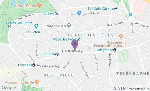Localisation BNP Paribas Agence de Paris Belleville