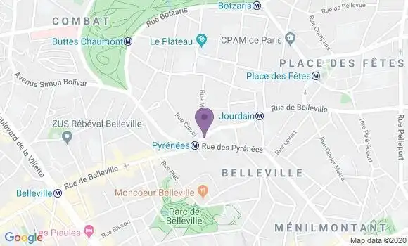Localisation BNP Paribas Agence de Paris Bolivar Pyrénées