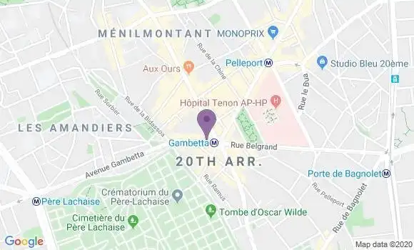 Localisation BNP Paribas Agence de Paris Gambetta