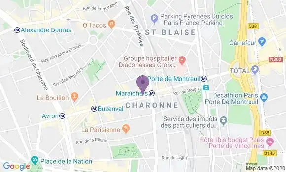 Localisation BNP Paribas Agence de Paris Maraichers