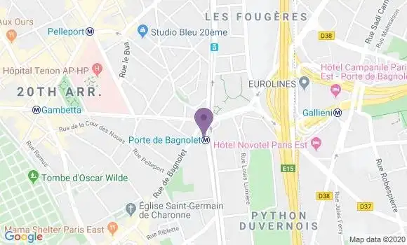 Localisation BNP Paribas Agence de Paris Porte de Bagnolet