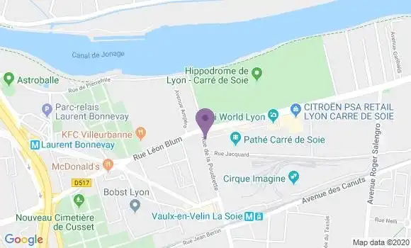 Localisation LCL Agence de Vaulx en Velin Carre