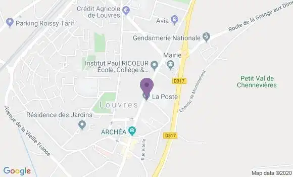 Localisation Banque Postale Agence de Louvres