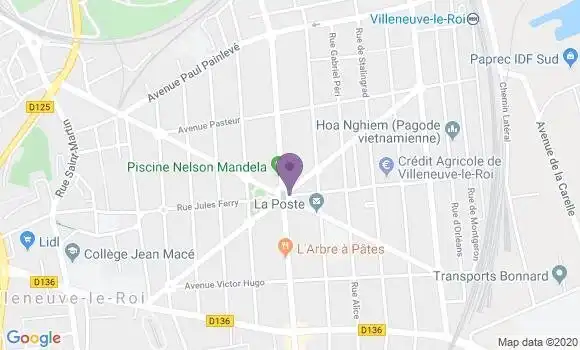 Localisation Banque Postale Agence de Villeneuve le Roi les Voeux