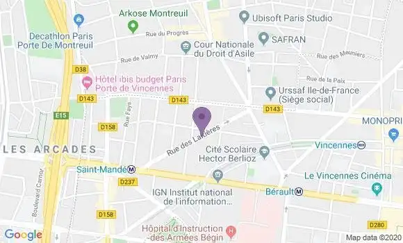 Localisation Banque Postale Agence de Vincennes Prévoyance