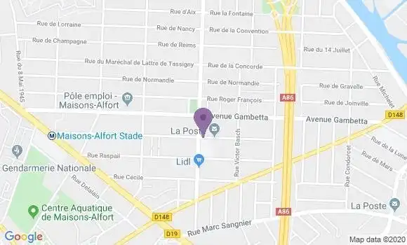 Localisation Banque Postale Agence de Maisons Alfort Charentonneau