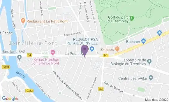Localisation Banque Postale Agence de Joinville le Pont Polangis