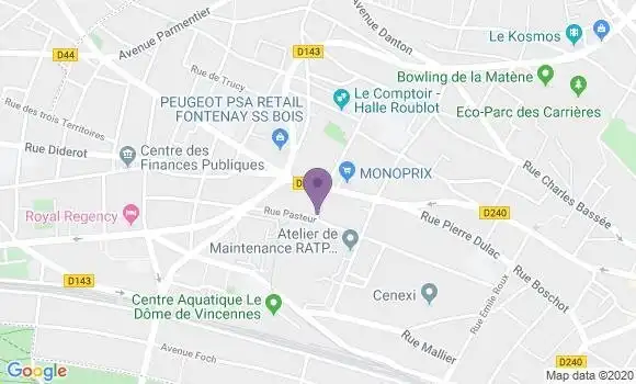 Localisation Banque Postale Agence de Fontenay sous Bois Rigollots