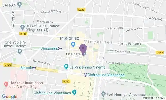 Localisation Banque Postale Agence de Vincennes
