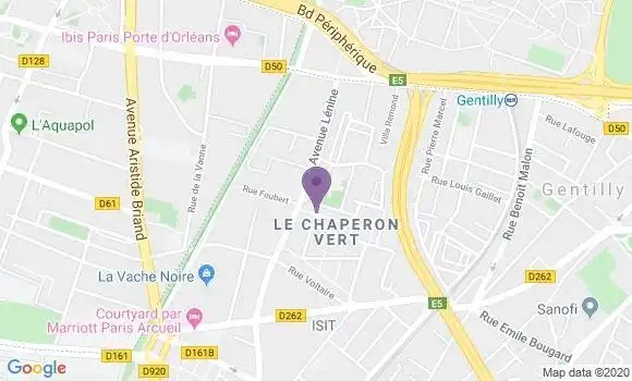 Localisation Banque Postale Agence de Gentilly Chaperon Vert
