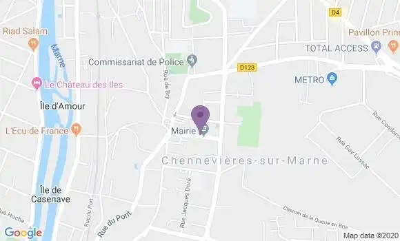 Localisation Banque Postale Agence de Chennevières sur Marne