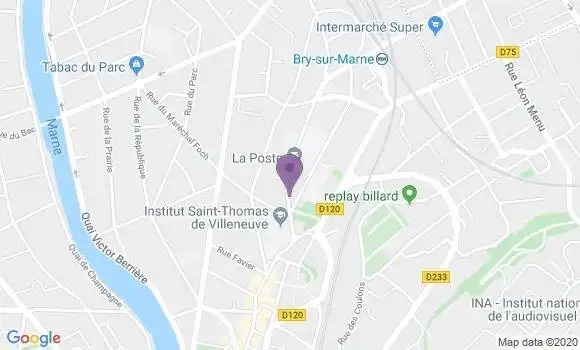 Localisation Banque Postale Agence de Bry sur Marne