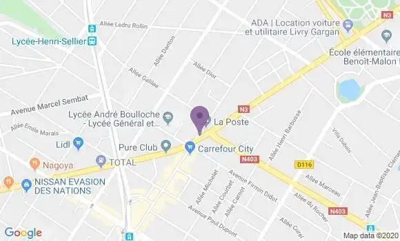 Localisation Banque Postale Agence de Livry Gargan Sully
