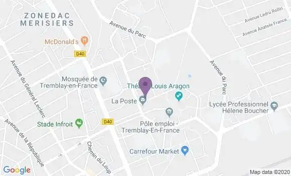 Localisation Banque Postale Agence de Tremblay en France