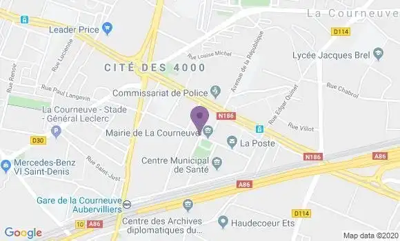 Localisation Banque Postale Agence de La Courneuve