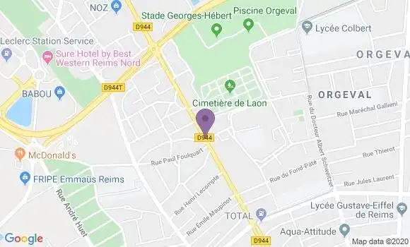 Localisation LCL Agence de Reims Faubourg de Laon