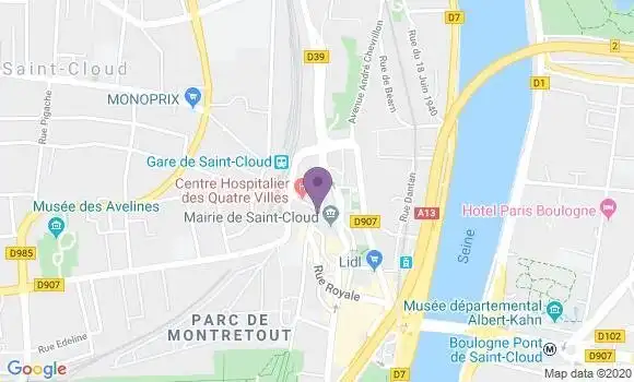 Localisation Banque Postale Agence de Saint Cloud Village