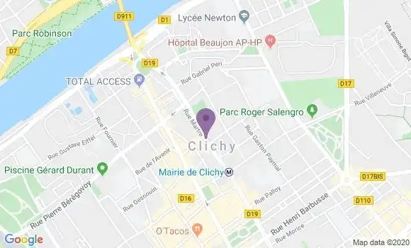 Localisation Banque Postale Agence de Clichy Vendôme