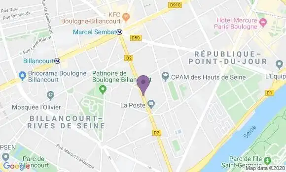 Localisation Banque Postale Agence de Boulogne Billancourt Sud