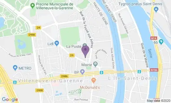 Localisation Banque Postale Agence de Villeneuve la Garenne