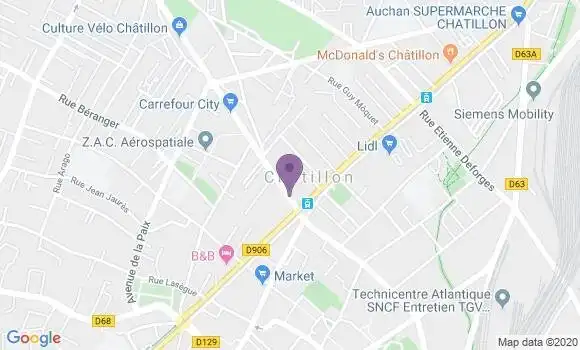 Localisation Banque Postale Agence de Châtillon