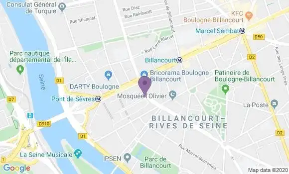 Localisation Banque Postale Agence de Boulogne Billancourt