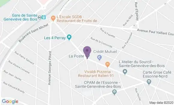 Localisation Banque Postale Agence de Sainte Geneviève des Bois Gare