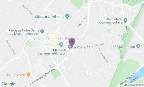 Localisation Banque Postale Agence de Verrières le Buisson
