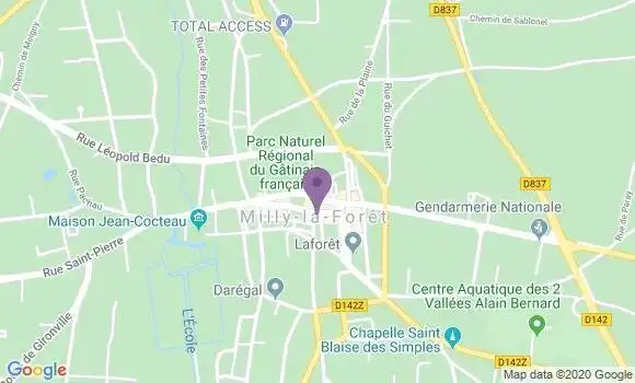 Localisation Banque Postale Agence de Milly la Forêt