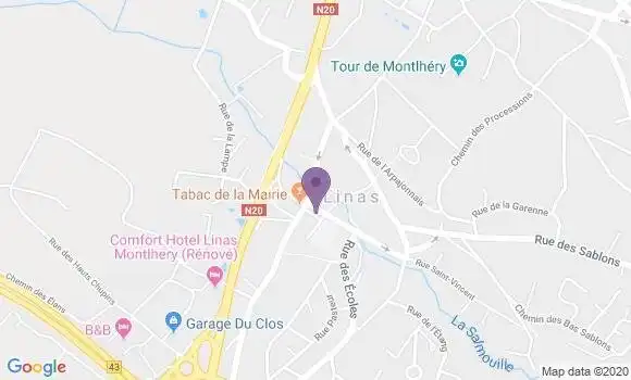 Localisation Banque Postale Agence de Linas
