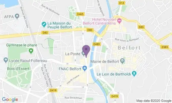 Localisation Banque Postale Agence de Belfort Théâtre
