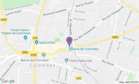 Localisation LCL Agence de Colombes Gare