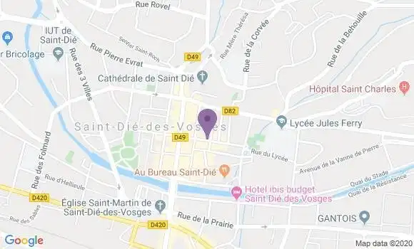 Localisation Banque Postale Agence de Saint Die des Vosges