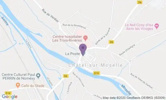 Localisation Banque Postale Agence de Châtel sur Moselle