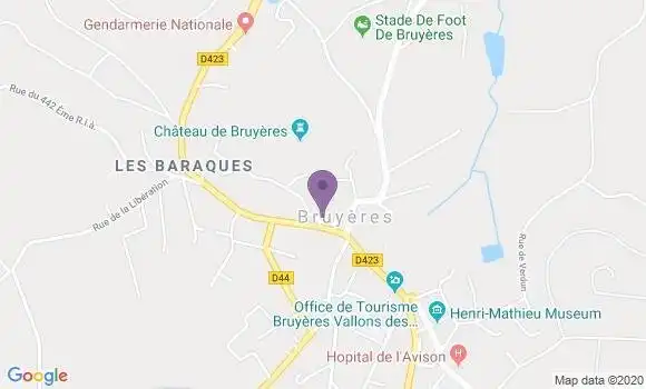 Localisation Banque Postale Agence de Bruyères