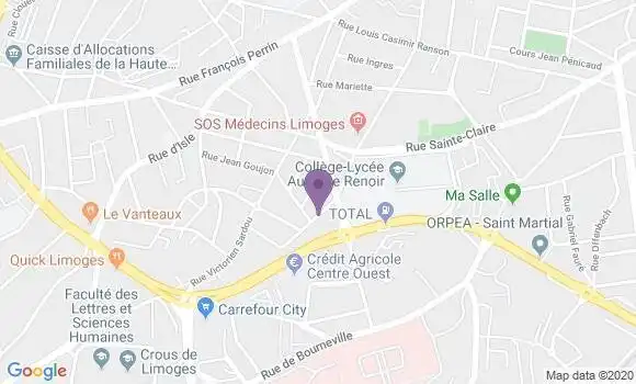 Localisation Banque Postale Agence de Limoges Vanteaux
