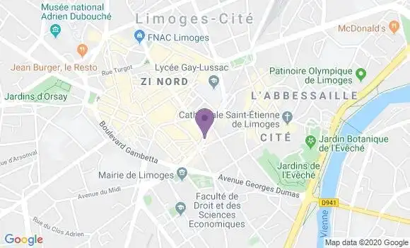 Localisation Banque Postale Agence de Limoges Beaune les Mines