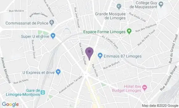 Localisation Banque Postale Agence de Limoges Carnot