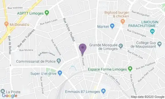 Localisation Banque Postale Agence de Limoges Mas Loubier