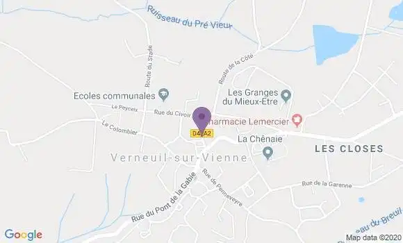 Localisation Banque Postale Agence de Verneuil sur Vienne