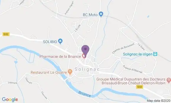 Localisation Banque Postale Agence de Solignac