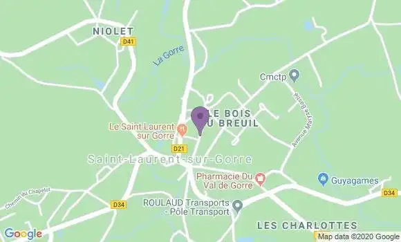 Localisation Banque Postale Agence de Saint Laurent sur Gorre