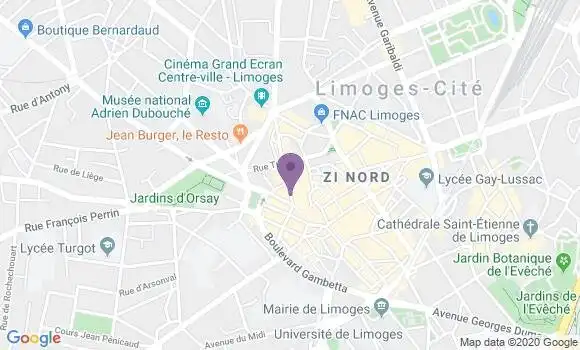 Localisation Banque Postale Agence de Limoges Halles