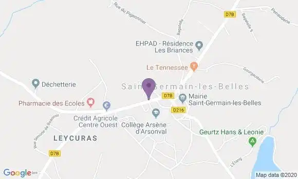 Localisation Banque Postale Agence de Saint Germain les Belles