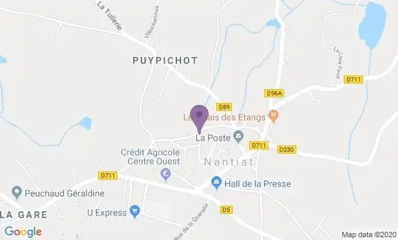 Localisation Banque Postale Agence de Nantiat
